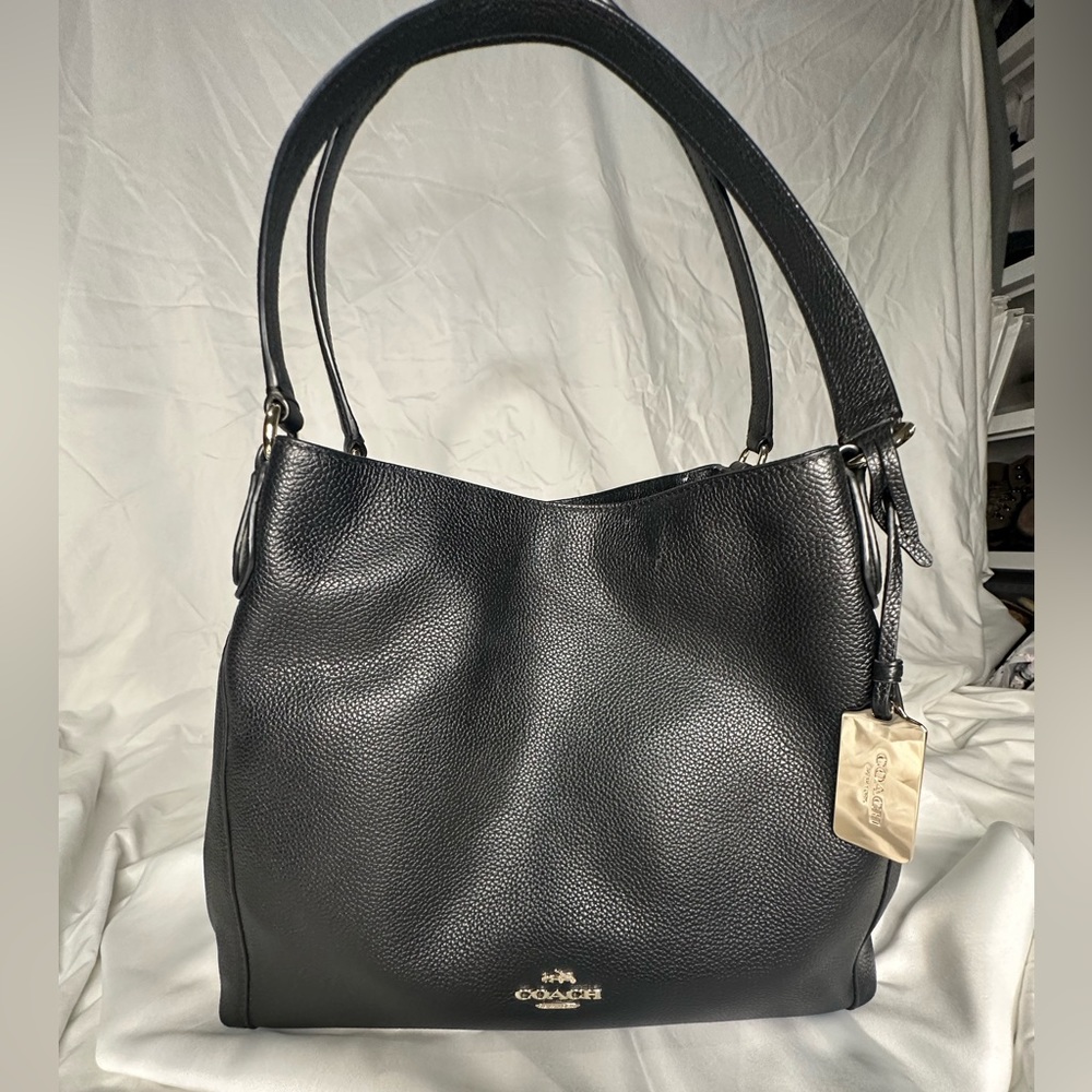 Like-New Coach Edie 31 Refined Black Pebble Leather Shoulder Bag F57125